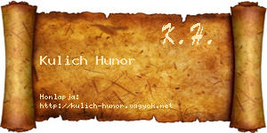 Kulich Hunor névjegykártya